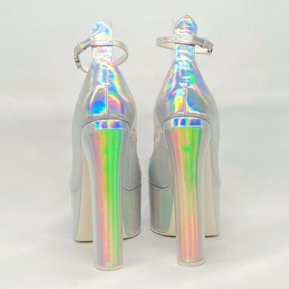 Valentino Garavani Tan-Go 155 iridescent patent-leather platform pumps size 39.5 - Picture 7 of 16